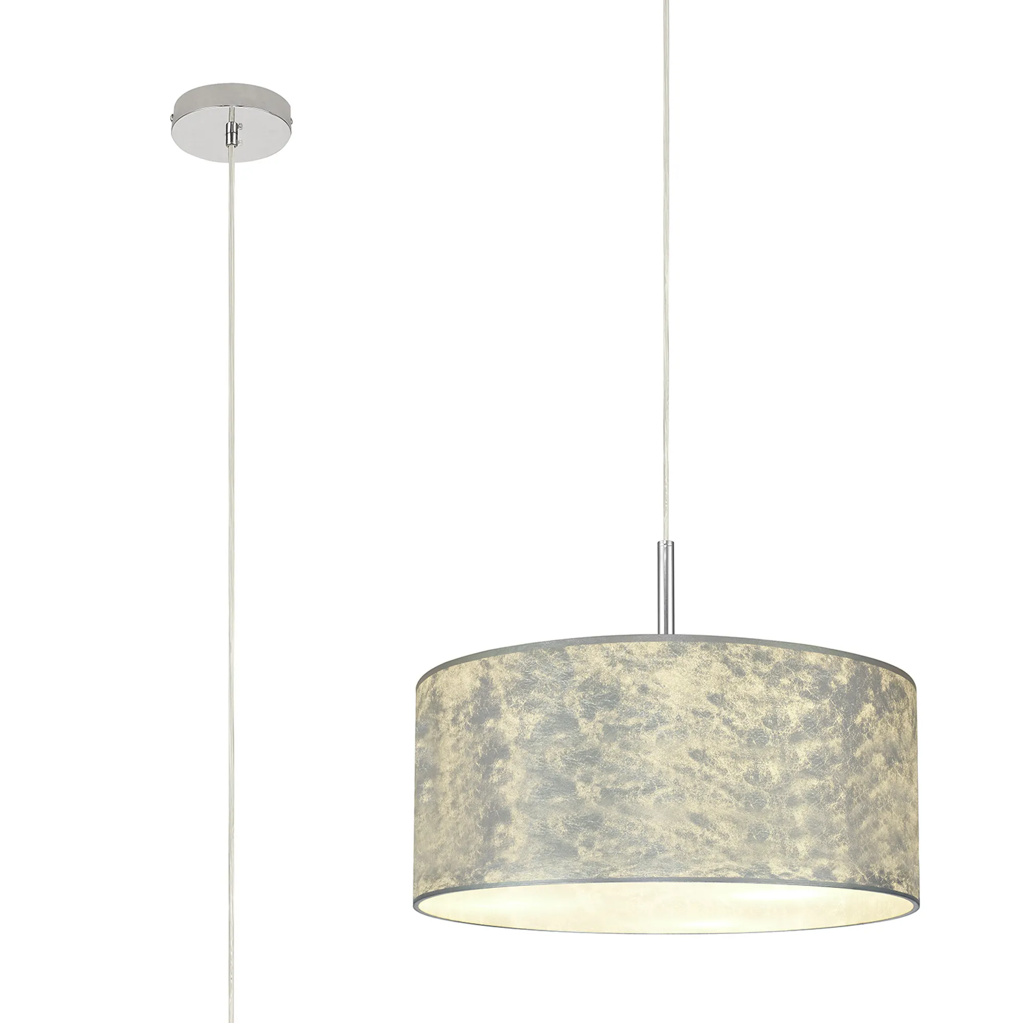 DK0787  Baymont 40cm 1 Light Pendant Polished Chrome; Silver Leaf